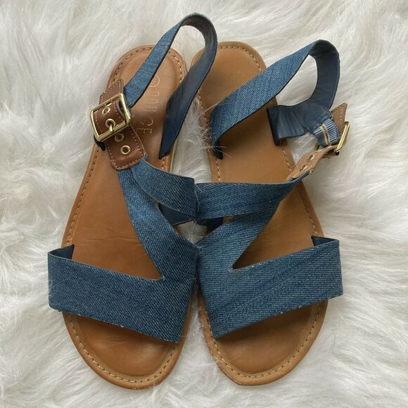 Rouge! Shoes - Rogue Helium Strappy Shoe Sandal Womens Size 8M Blue Denim Summer Spring
